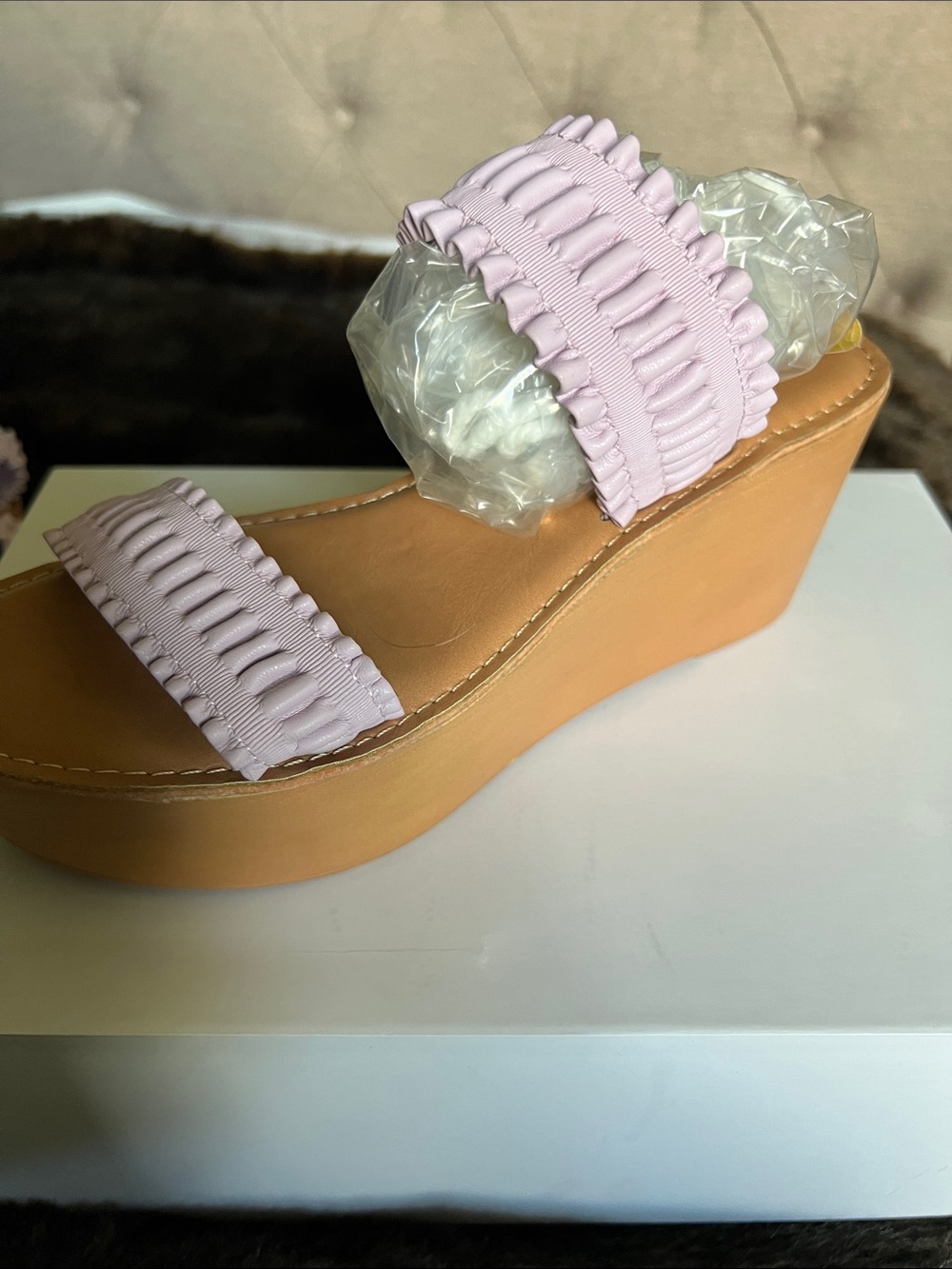 NWOT Chinese Laundry Lilac Double-Strap Wedge Sandal